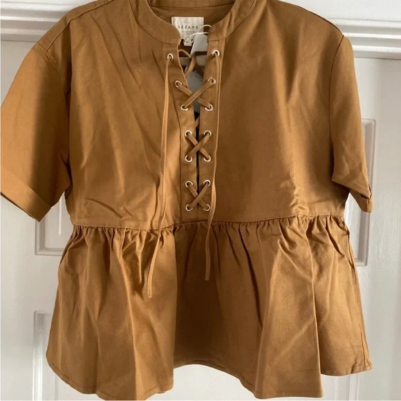 Sézane Lace Up Carmel Blouse - Picture 3 of 4